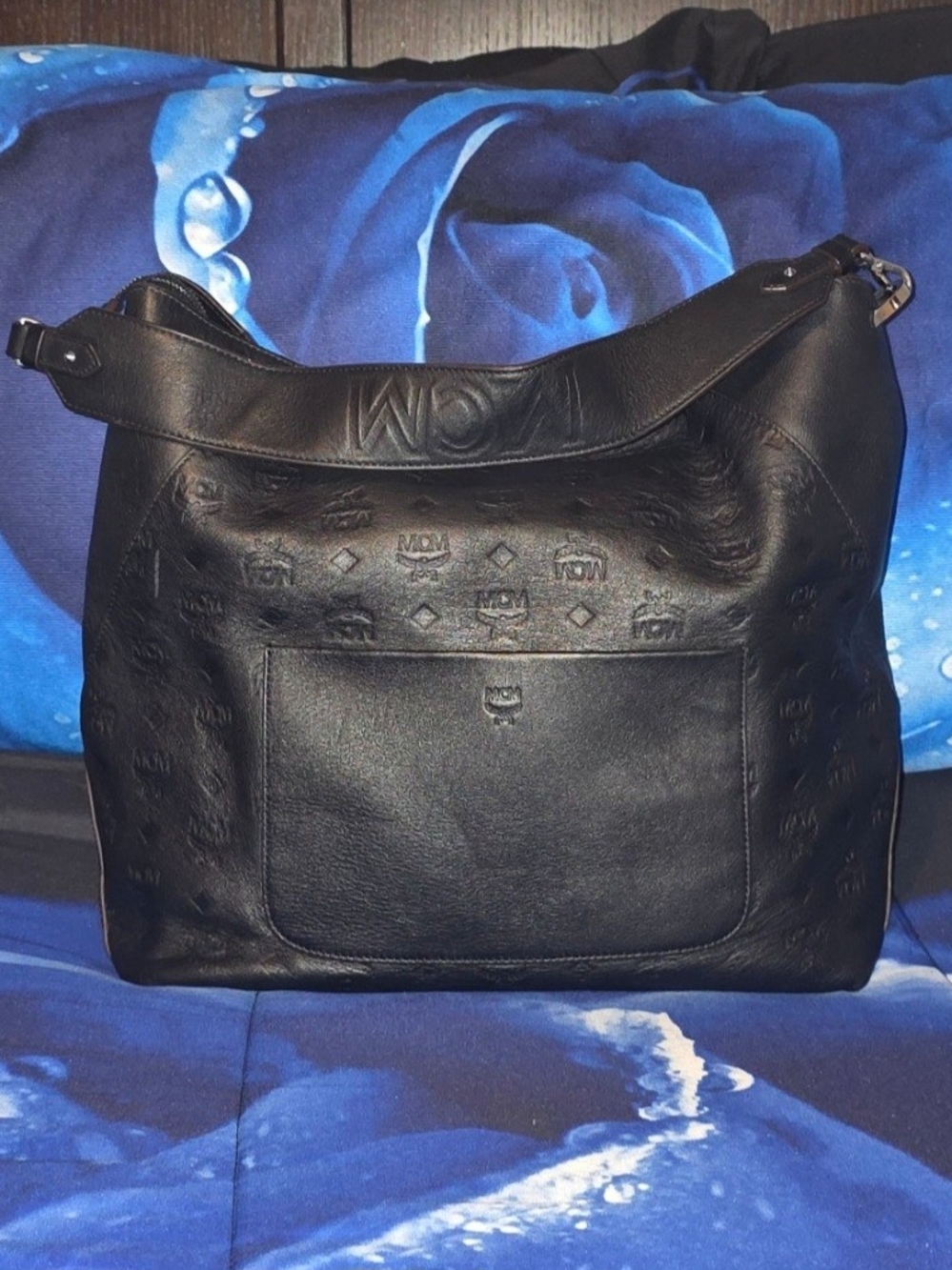 MCM Black Embossed Leather Shoulder Bag - Picture 2 of 11